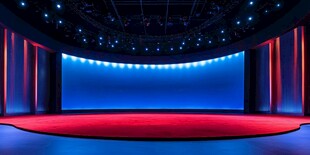 绚丽舞台场景 红蓝灯光闪耀