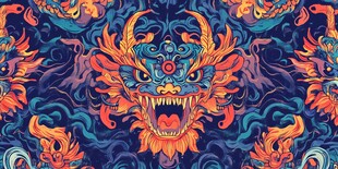 中式龙纹绚丽图案设计