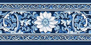 蓝白中式花卉纹精美图案