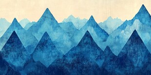 蓝色山峦抽象艺术风景图