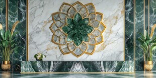 奢华绿金装饰墙面艺术