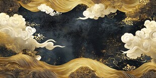 中式黑金云纹背景图