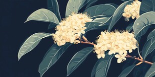 手绘桂花枝头绽放