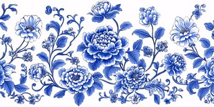 青花瓷花卉图案纹饰