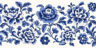 青花瓷花卉图案精美纹饰