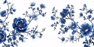 青花瓷风花卉图案设计