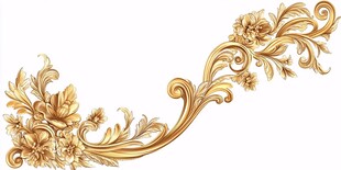 金色华丽花卉卷草装饰图案