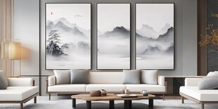 新中式客厅的山水装饰画