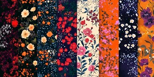 多彩花卉图案布料展示