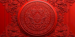 中式红雕龙纹精致装饰