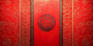 中式红底鎏金传统花纹背景