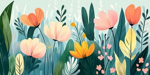 春日花卉插画