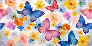 蝴蝶花卉水彩图案背景