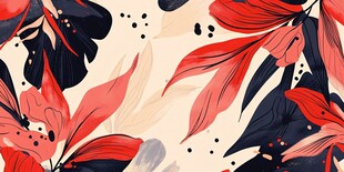 红黑叶片抽象艺术图案