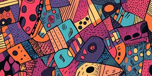 多彩抽象几何图案插画