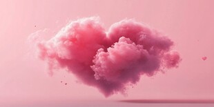 粉色爱心云朵梦幻场景