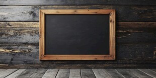 木框黑板置于复古木墙前