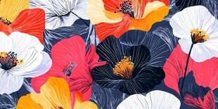 多彩花卉图案背景纹理