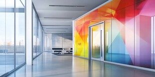 多彩几何风现代办公走廊