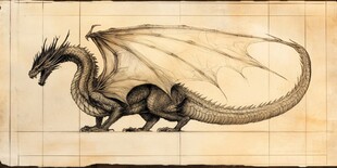 手绘奇幻巨龙设计草图