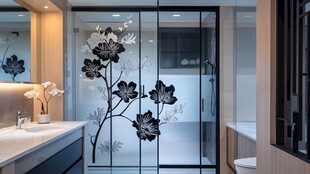 现代风浴室玻璃花卉装饰