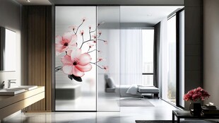 唯美花卉装饰的现代浴室