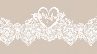 白色蕾丝花边与爱心图案