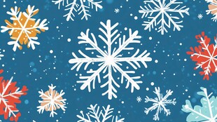 多彩雪花装点蓝色冬日背景