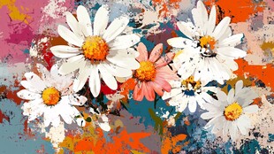 抽象风雏菊花卉艺术画