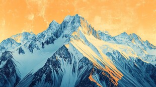 壮丽雪山映于绚烂天际