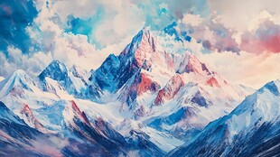 梦幻雪山绘景