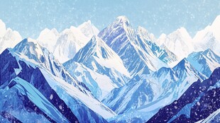 壮丽雪山景观插画