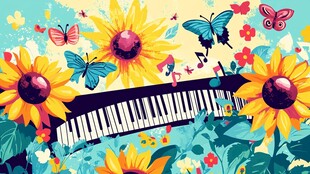 向日葵与钢琴的梦幻乐章