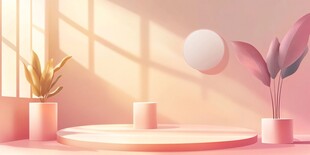 温馨粉色系室内展示空间