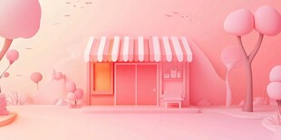 粉色梦幻风的街边小店
