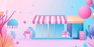 梦幻多彩的街景商店画面