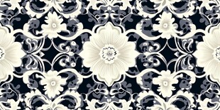 黑白花卉复古风图案设计