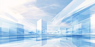 梦幻蓝调城市建筑风景图