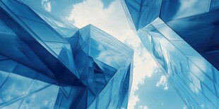 梦幻蓝色几何建筑景观