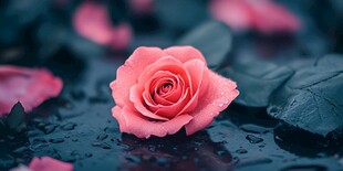 雨中娇艳粉玫瑰