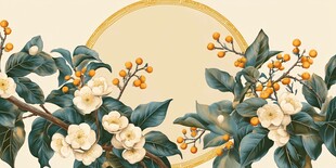 中式花卉边框装饰图案