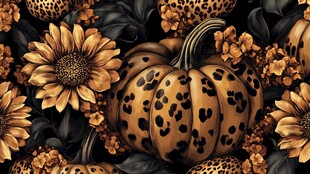 豹纹南瓜花卉图案设计