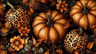 秋季南瓜花卉装饰图案