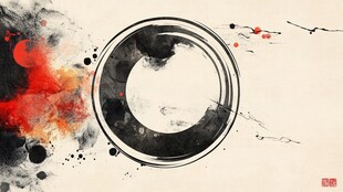 水墨圆环艺术抽象画作