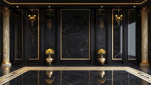 奢华黑金大理石室内空间
