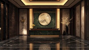 中式奢华大厅的典雅景致