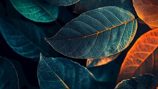 斑斓叶脉 多彩叶片特写