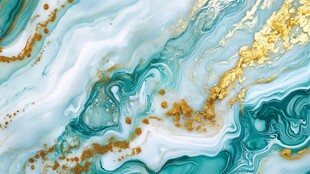 蓝绿金流体艺术纹理图案