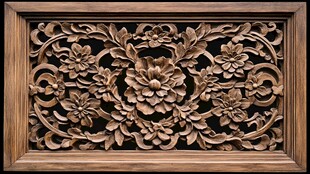 中式木雕花卉精美装饰板