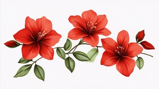 三朵艳红花卉插画